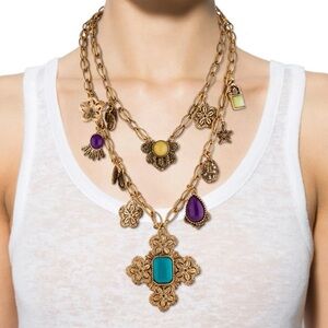 Oscar de la Renta Gold Cabochon Necklace